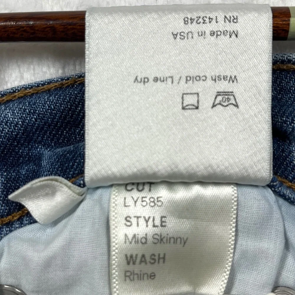 Reformation Mid Skinny Jeans Womens 26x29 Blue Rhine Wash Stretch Made in USA - Picture 6 of 14